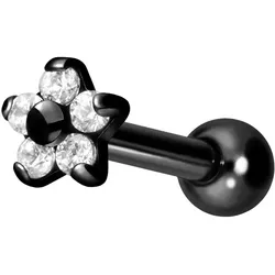 Titan Ohrpiercing mit Innengewinde BLUME MIT 5 KRISTALLEN
