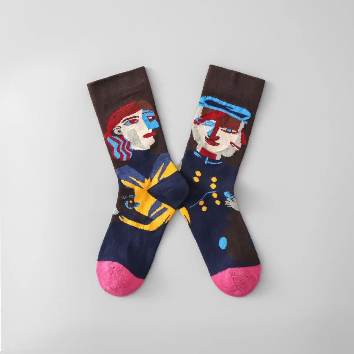INF Lot de 5 paires de chaussettes vintage en coton mélangé pour couple - Design City Hunter