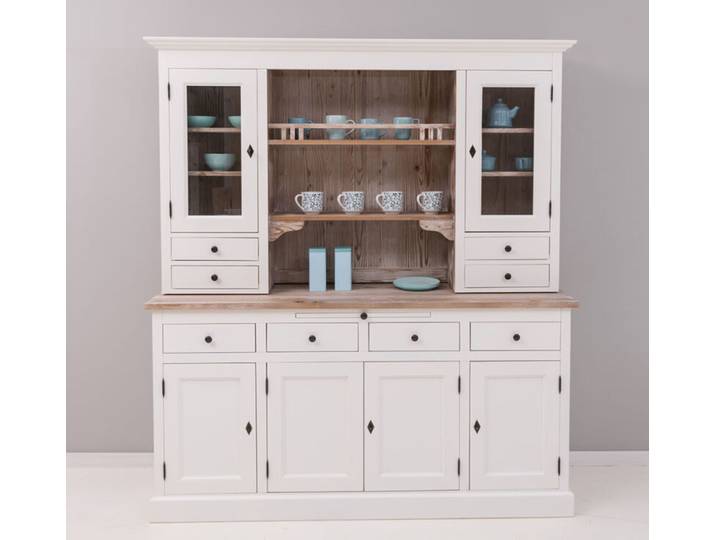 Großer Küchen-Buffetschrank weiß-tiefgebürstet