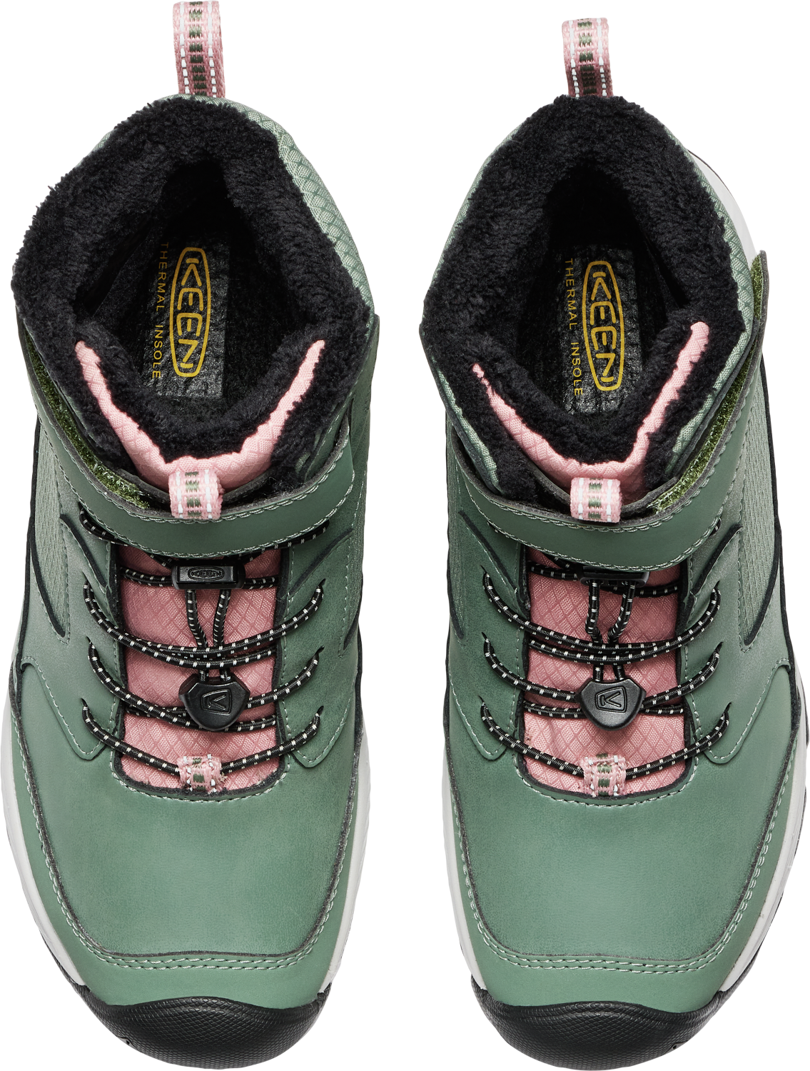 Winterstiefel KEEN "SKUA WINTER WP", Mädchen, Gr. 34, grün (schwarz forest, rose elegance), Leder, Synthetik, Schuhe Winterstiefel, Snowboots, Winterboots, Winterschuhe, wasserdicht schwarz forest, rose elegance 34