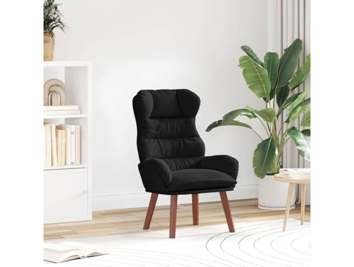 HEFZGDB Relaxsessel Schwarz Samt Elegantes Design mit Weichen Kissen und Robuster Holzrahmen für Wohnzimmer Schlafzimmer Bequeme Sitzgelegenheit