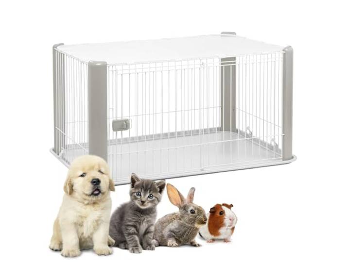 Iris Ohyama, Park, Behuizing, Chenille, Binnen, Schuifdeur met klink, Haken voor eenvoudige montage, Optimale ventilatie, Voor honden, CLS-1130, Grijs