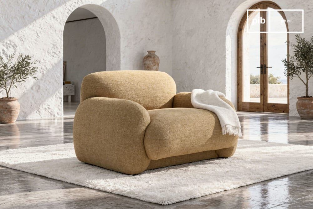 PIB Sillón lounge de tela texturizada camel
