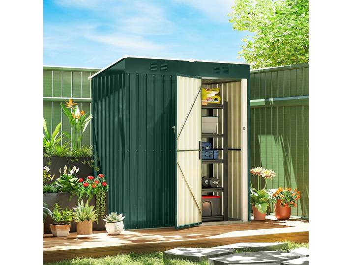 Outsunny Abri de Jardin 1,37m² Vert avec Porte et Aération