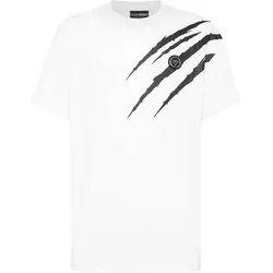 PLEIN SPORT Kurzarm-Rundhals-T-Shirt SCRATCH, Größe 4XL in Weiß 01