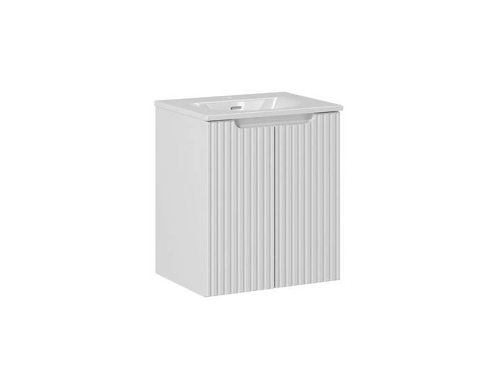 Meuble simple vasque encastrée 50cm 2 portes Riva Blanc