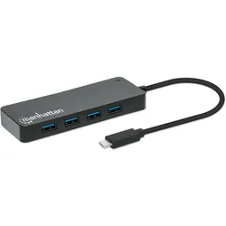 Manhattan 7-Port USB 3.2 Gen 1 Typ-C Hub (USB-C, 7 Ports), Dockingstation + USB Hub, Schwarz