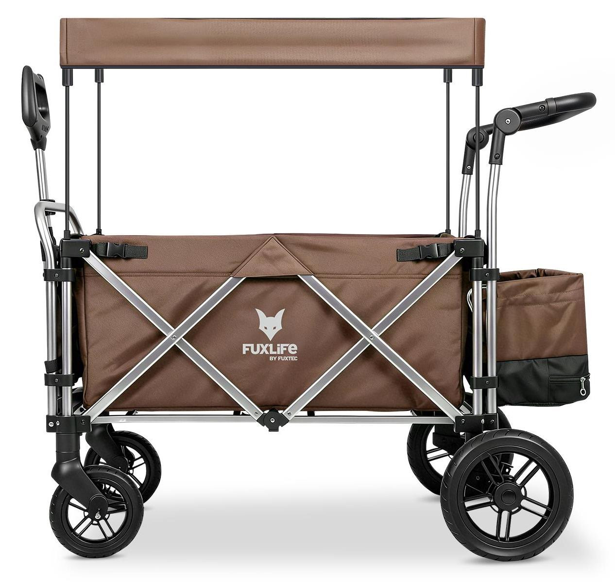 FUXTEC bollewagen FX-CTL900 bruin - Premium inklapbare kinderwagen met zonnescherm en koeltas
