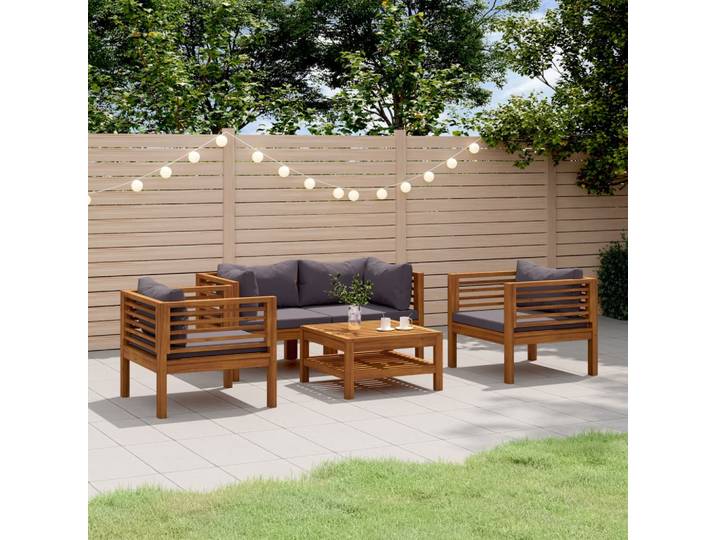vidaXL 5-tlg. Garten-Lounge-Set mit Auflage Massivholz Akazie