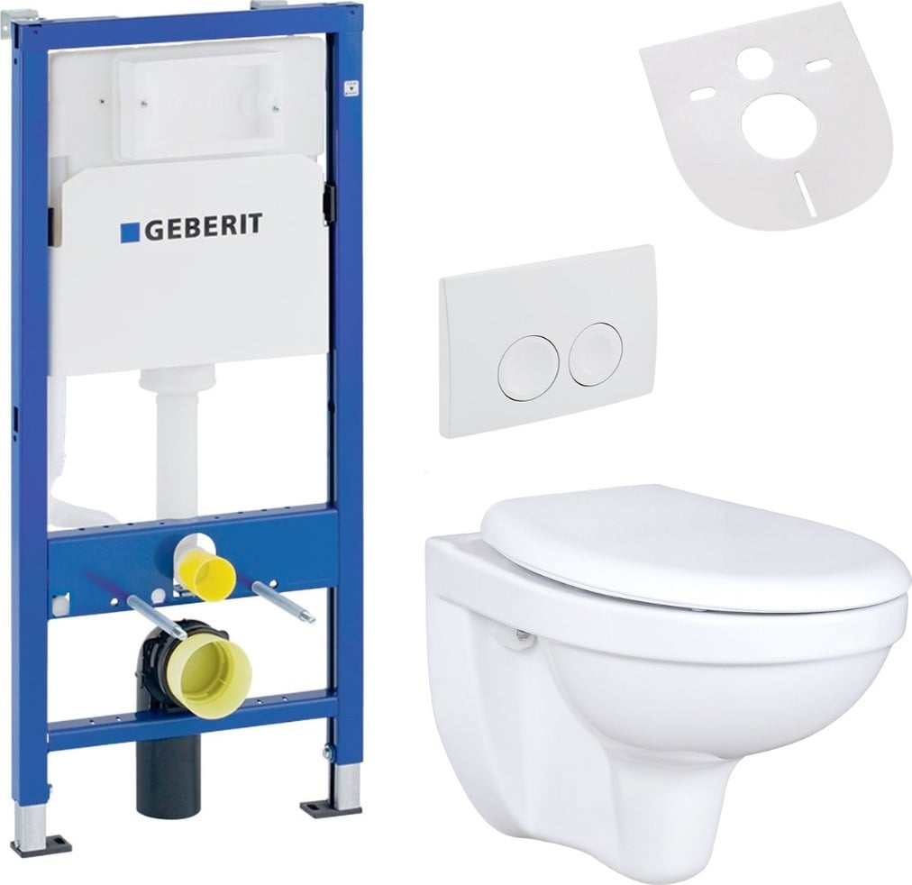 Belvit wandclosetset wit met soft-close toiletzitting en Geberit UP100 inbouwreservoir van keramiek
