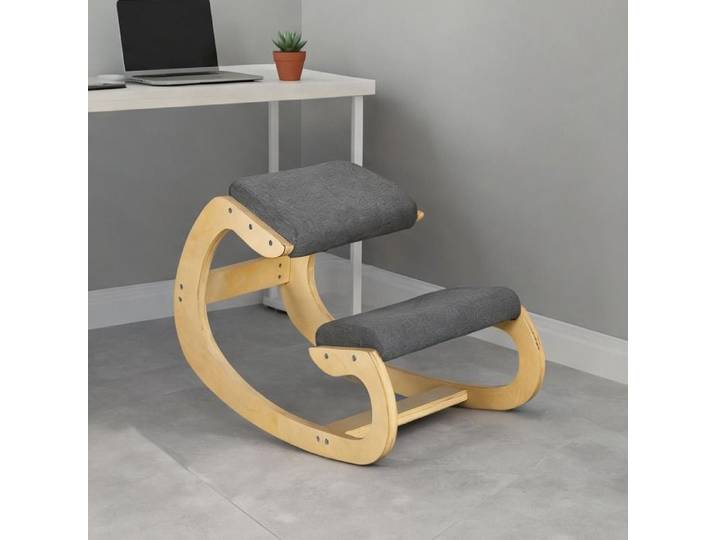 Chaise de bureau à genoux ergonomique en bois massif classique gris design basculant