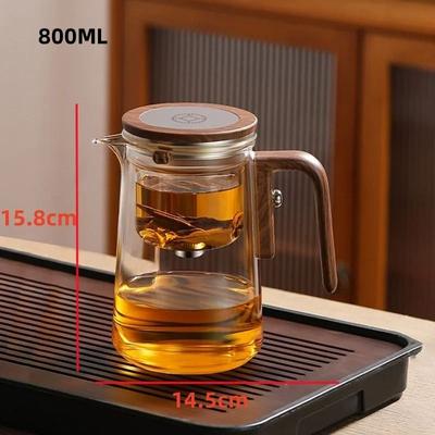 Uplifted Finds One Click Filter Glass Tea Kettle Magnetic Switch Teapot With Heat Resistant Wooden Handle 800 Ml