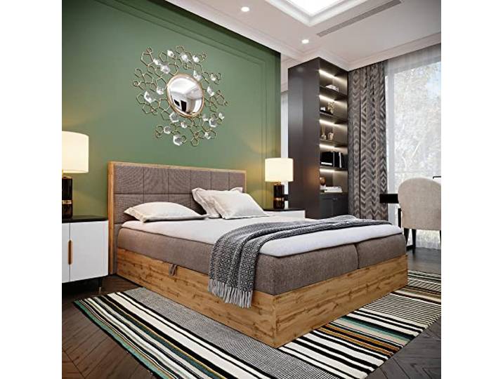 FURNISTAR Boxspringbett LOFT 2-180x200cm Braun. Doppelbett mit Bonellmatratze, Bettkasten, Topper, Kopfteil.