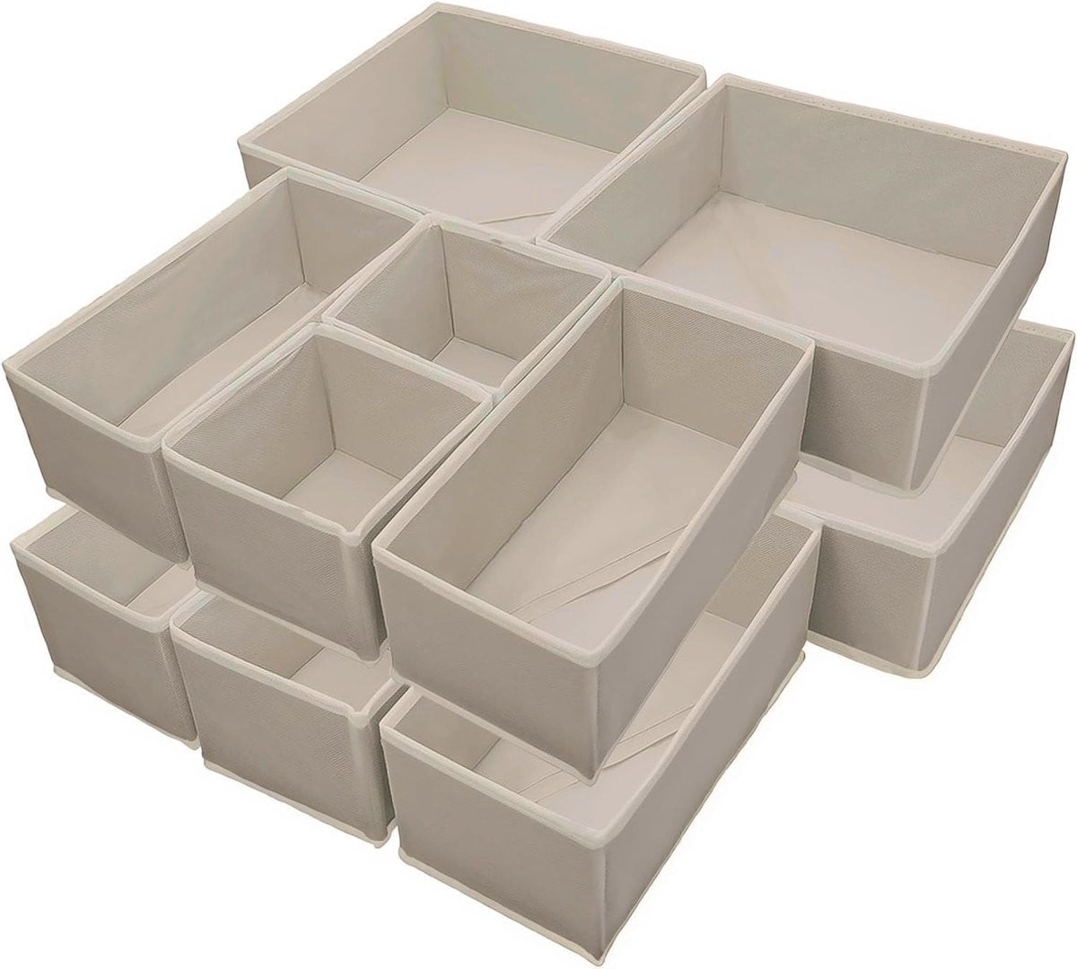 Opvouwbare Ladeverdeler Set van 12 stuks in beige voor het organiseren van kleding en accessoires