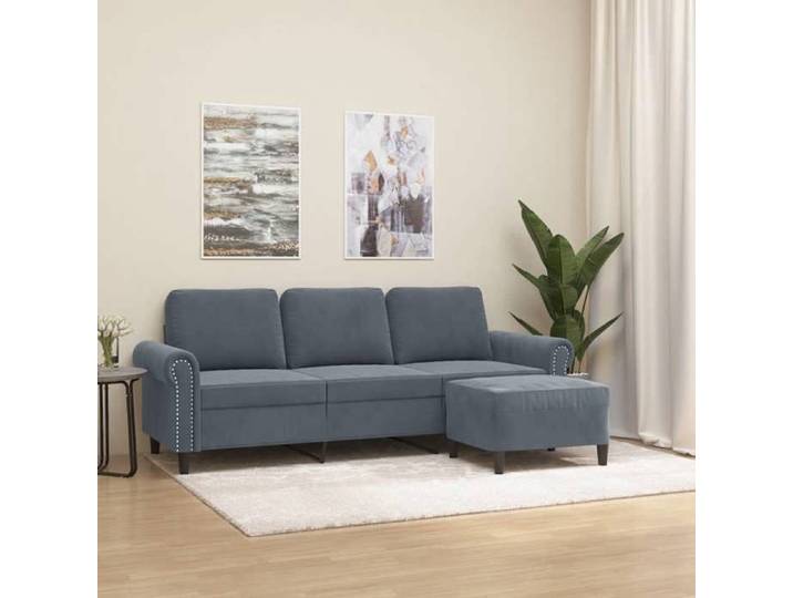 Fauteuil inclinable 3 Places Fonction Inclinable Gris Foncé en Velours