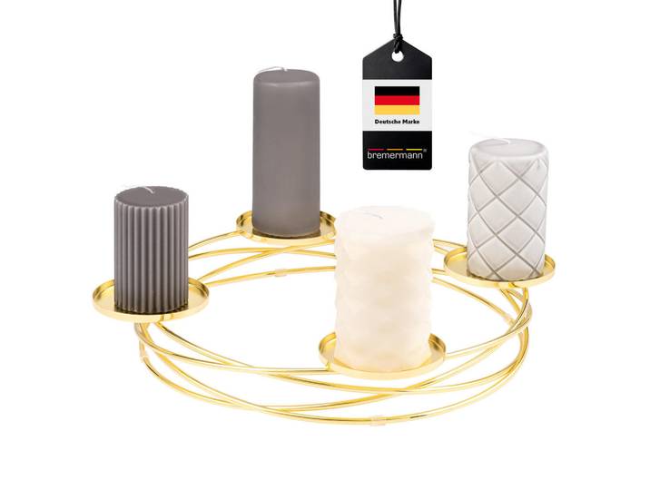 bremermann Kerzenständer, Gold, Metall, Goldfarben, 38x5.5x38 cm, Dekoration, Kerzen & Kerzenhalter, Teelichthalter