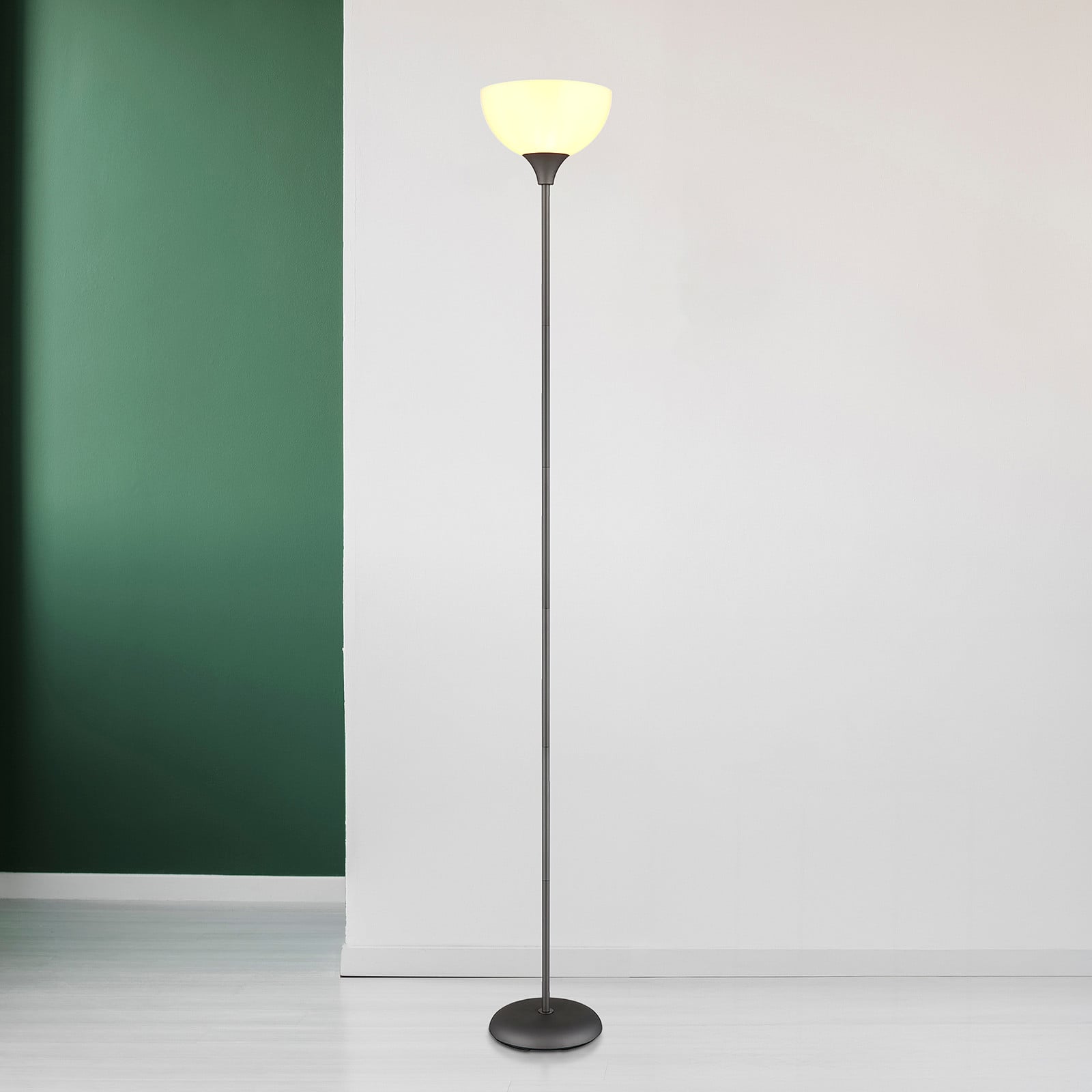 home24 Staande lamp Wilbur wit/grijs Ø 25 cm met LED