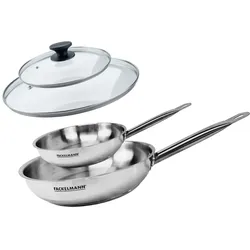 Set aus 2 Edelstahlpfannen 20 und 28 cm und 2 Glasdeckeln Fackelmann Eterna