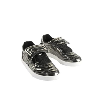 Trainingsschuh BUFFALO "Buffalo Liberty Soccer Vegan Patent", Damen, Gr. 40, silber (pewter), Polyurethan, Schuhe
