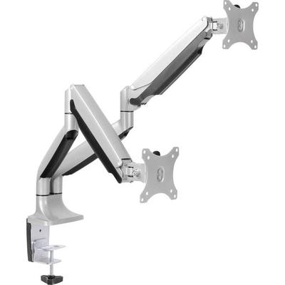 LogiLink BP0043 Monitor-Tischhalterung 2 Display(s) 33,0 cm (13') - 81,3 cm (32') Silber Höhenverstellbar, Neigbar, Schwenkbar, Drehbar
