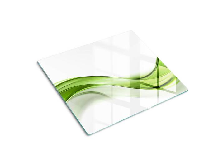 Tulup Glasplatte 60x52 cm Grüne Welle, Glas, 60x0.4x52 cm, Küchen, Küchenelektrogeräte, Herde, Herdabdeckplatten