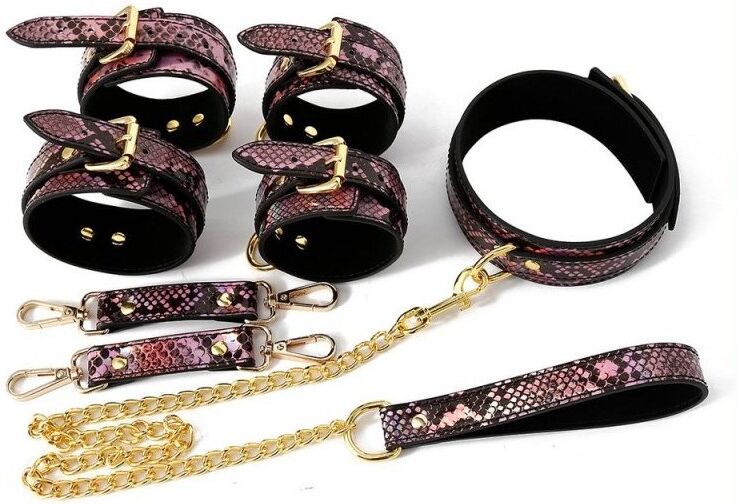 SM Fantasy Kit Sm Snakine Collier et Menottes Noir-Rose