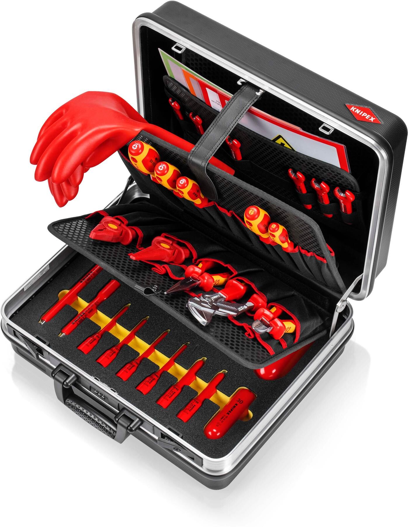 Werkzeugkoffer KNIPEX "Basic E-Mobilität, 34-teilig", schwarz, B:41cm H:20cm T:41cm, Aluminium, Aufbewahrungsboxen, Werkzeugkoffer schwarz Einheitsgröße
