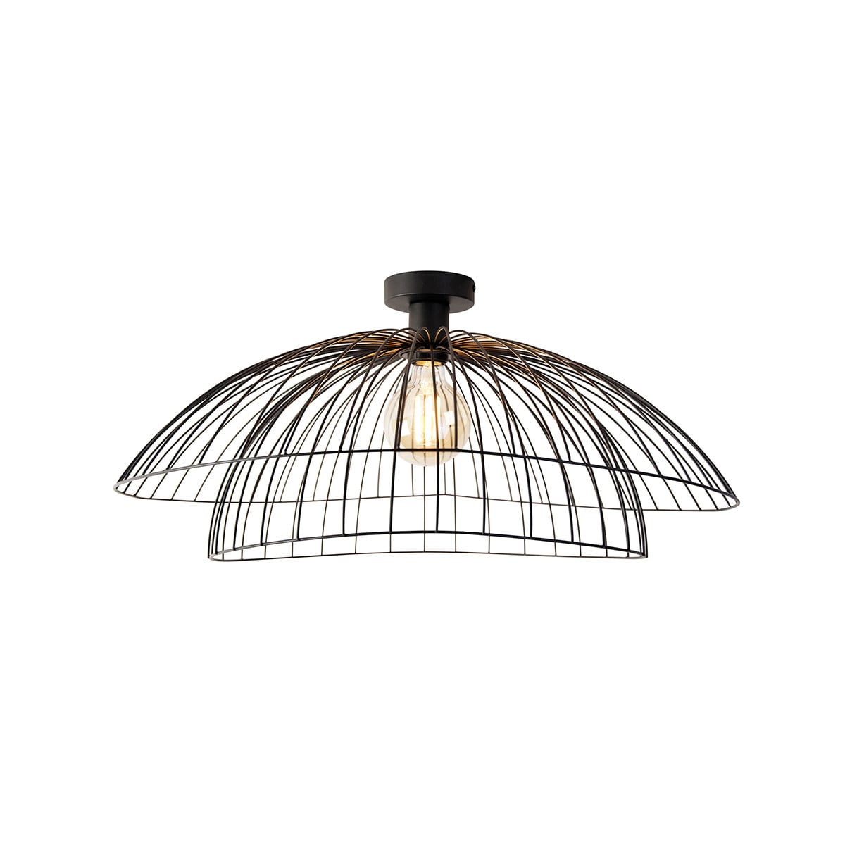 Qazqa Smart plafondlamp zwart rond met wifi en afstandsbediening, dimbaar