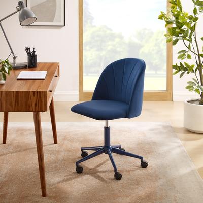 Linon Home Decor Linon Aubrie Velvet Curved Swivel Desk Chair