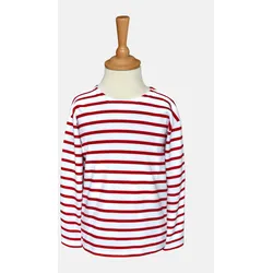 Gestreiftes Shirt - Kinder - weiß/rotgestreift
