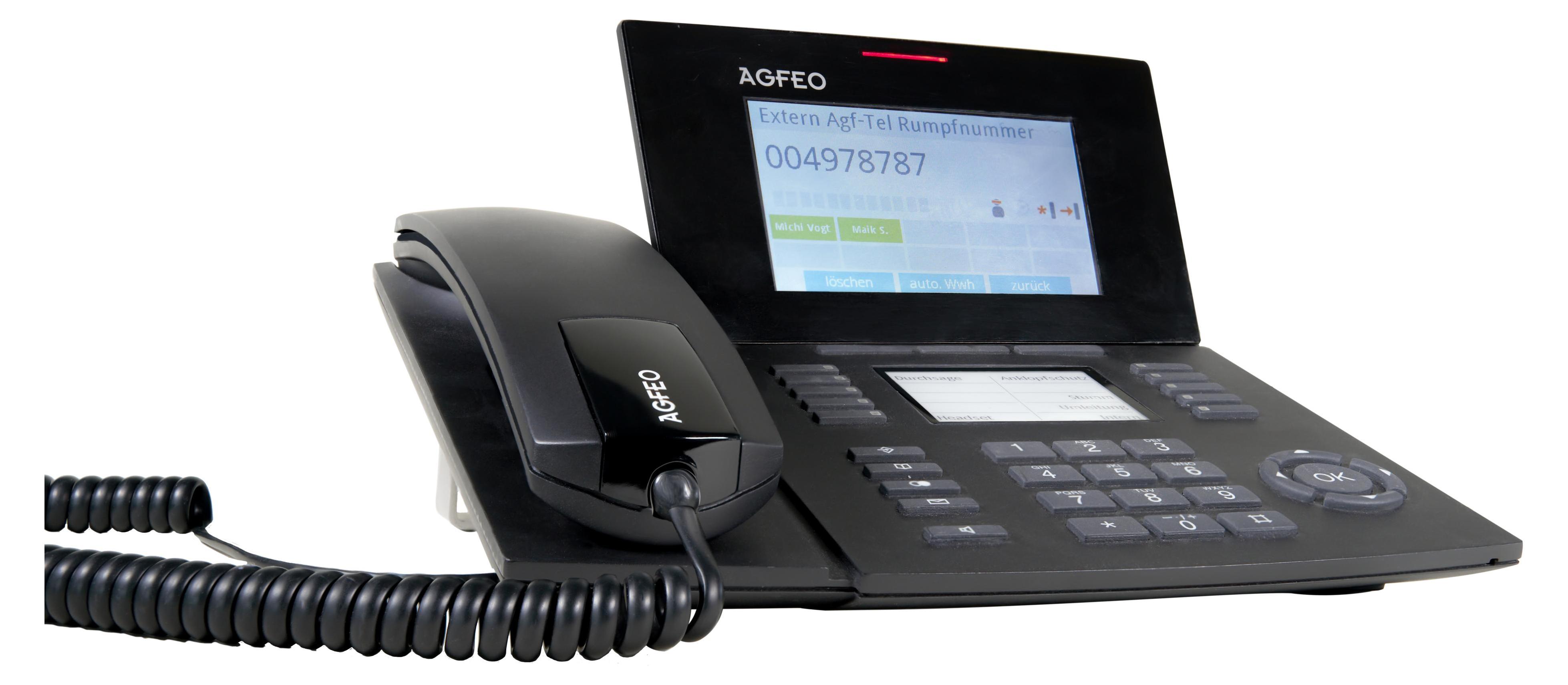 AGFEO ST 56 IP, IP-Telefon, Schwarz, Kabelgebundenes Mobilteil, 5000 Eintragungen, 235 mm, 210 mm
