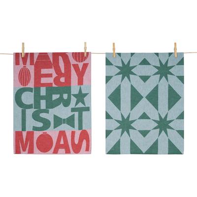 Geschirrtuch PAD "MERRY CHRIST", grün, rot, B:50cm L:70cm, Geschirrtücher, Geschirrtuch, Weihnachtlicher Schriftzug, ideal für festliche Tischdekorationen