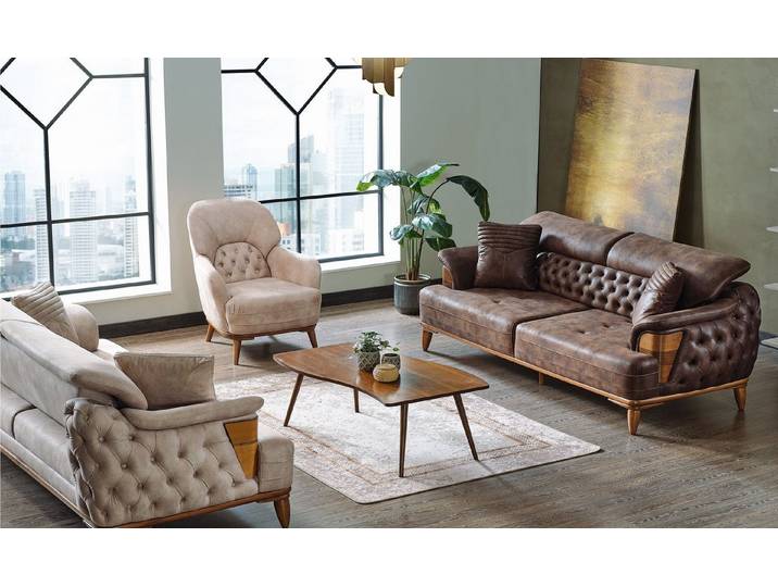 JVmoebel Chesterfield-Sofa Elegantes Sofa aus hochwertigem Stoff in kräftigen Farben, Packung 3 Teile, Made in Europa