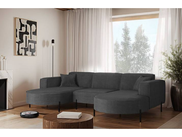 Kaiser Möbel Ecksofa Sofa Designer Modena U Rein stoff Noel, Quelle und Poso, Große Farbauswahl, komfortabel, bequem, praktisch