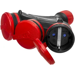 Dreifach-Steckdose Schuko IP44 3×2P+E 16A Schwarz-Rot 250V GN-X3/44S EXTREM W-01164