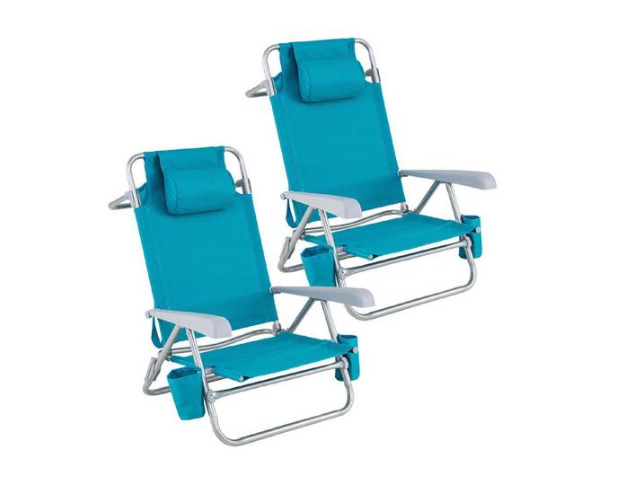 COSTWAY Campingstuhl (2 St), Klappstuhl mit abnehmbarer Kühltasche, Kopfstütze