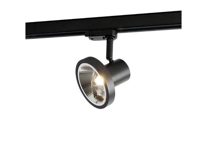 Spot sur rail moderne triphasé noir AR111 - Jeany