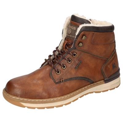 Winterboots LERROS, Herren, Gr. 42, braun (cognacfarben), Lederimitat, used, Schuhe Winterboots, Casual Boots, Winterboots mit Logoaufnäher an der Schuhzunge