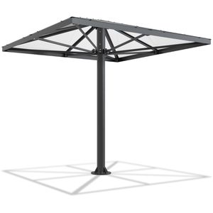 WSM Personenunterstand Regensburg 430, anthrazit, aus Metall, offen, 300 x 300cm (B/T), für 6 Personen