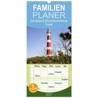 Familienplaner 2027 - Ameland Wunderschöne Insel mit 5 Spalten (Wandkalender, 21 x 45 cm) CALVENDO