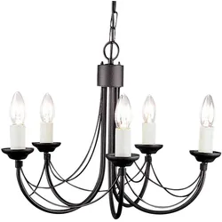 Elstead Lighting Carisbrooke 5-flammiger Kronleuchter Schwarz Gothic Stil höhenverstellbar