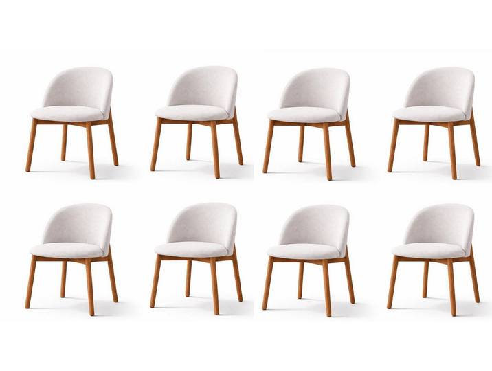 JVmoebel Polsterstuhl Weißes Stuhlset Polsterstuhl Esszimmer Küche Möbel (8 St), Made in Europa