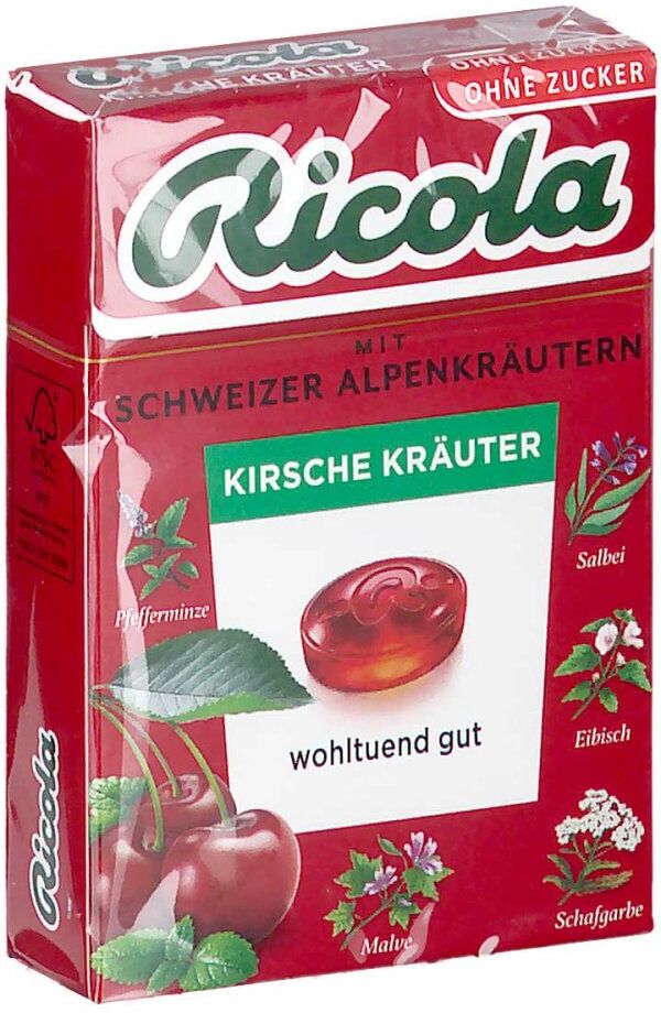 Ricola Kirsche Kräuter Bonbons ohne Zucker Box