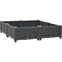 Helloshop26 - Hochbeet Pflanzkübel Blumenbeet Garten 80 x 80 x 23 cm Polypropylen dunkelgrau 02_0000951