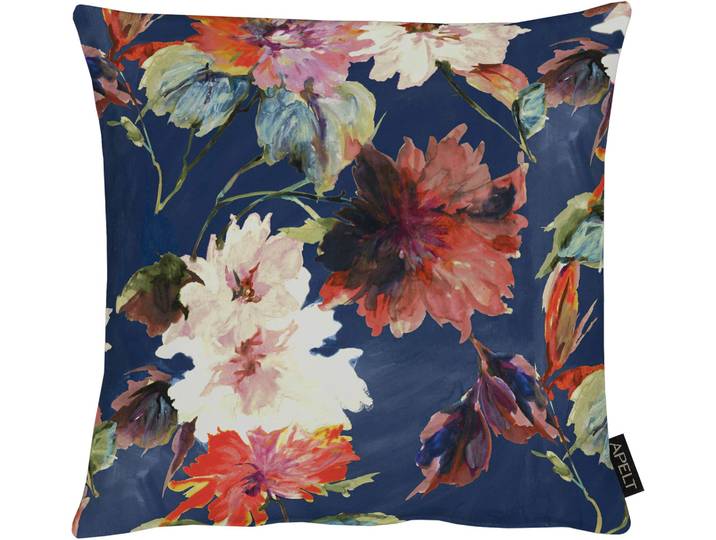 Dekokissen APELT 5600, Blumenmuster Gr. 1, blau (blau, multi, geblümt), B:39cm H:5cm L:39cm, Baumwolle, Dekokissen_Sitzkissen_Kissenhüllen, Dekokissen, Dekokissen inklusive Füllung, Wohnaccessoires