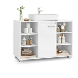 Helloshop26 - Badezimmer-Waschtisch mit verstellbaren Regalböden und Füßen 30 x 90 x 60 cm weiß 12_0006539