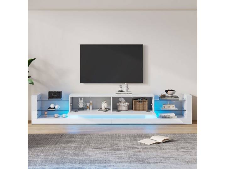 Meuble TV LED 181 cm blanc pour 80 pouces