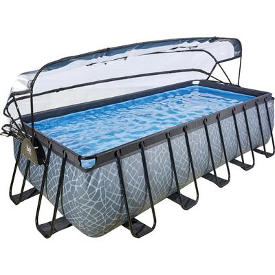 Framepool EXIT "inkl. multifunktionaler Abdeckung & Wärmepumpe", grau, B:250cm H:122cm L:540cm, Schwimmbecken, 250x540x122 cm, mit Sandfilteranlage, Wärmepumpe, Sicherheitsleiter