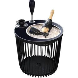 COOTAB Cooler Table, Couchtisch + Beistelltisch, Copenhagen Beistelltisch mit Edelstahl-Bierkühler (45 x 45 cm)