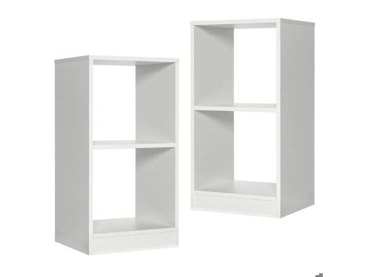 Lot de 2 Bibliothèques 2 Niveaux avec Dispositif Anti-Bascule - Pour Chambre/Salon - Blanc 38x33x72.5cm